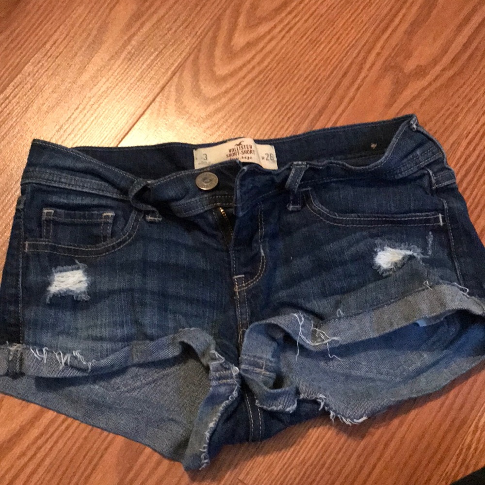 Distressed jean shorts
